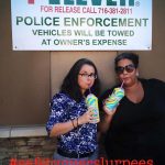 Two women with slurpees in front of a 7-eleven sign. Text over the image reads "safety over slurpees"